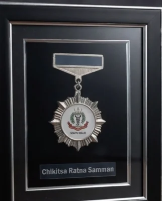 Chikitsa Ratna Samman medal awarded by Indian Medical Association South Delhi to Dr. Bhupesh Kumar for Excellence in Neurology, Stroke and Headache Medicine